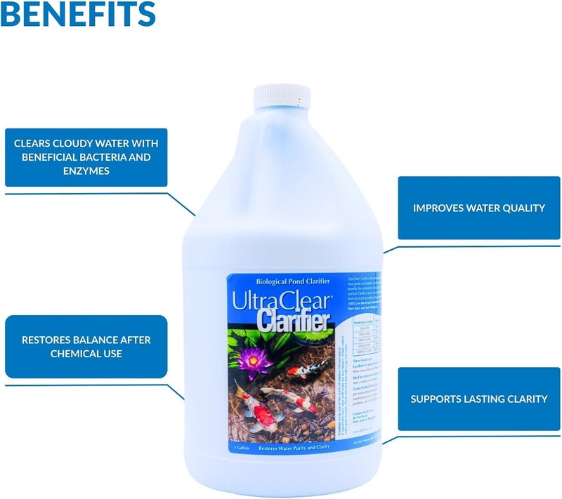 Ultraclear Clarifier (1 Gal) – Natural Pond Cleaner with Beneficial Bacteria – Improves Water Clarity & Reduces Cloudiness for Clear Pond Water – Safe for Fish, Plants & Pets - Image 5